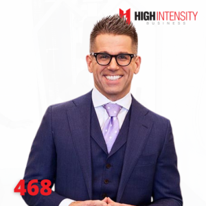 A profile photo of Luke Carlson with a white background with the High Intensity Business podcast logo on the top-right and the episode number (468) on the bottom-left.