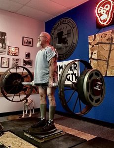Doug Holland deadlifting at his gym, Intelligent Exercise.