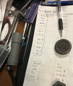 Doug Holland's schedule: 21 appointments is typical for a single day.