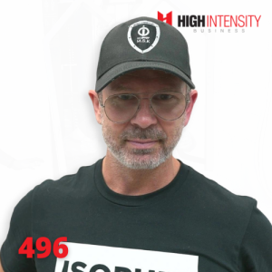 A profile photo of Brad Thorpe with a white background with the High Intensity Business podcast logo on the top-right and the episode number (496) on the bottom-left.