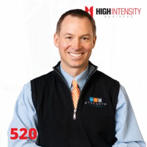 A profile photo of Jeff Tomaszewski with a white background with the High Intensity Business podcast logo on the top-right and the episode number (520) on the bottom-left.