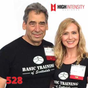 A profile photo of Bill Crawford with a white background with the High Intensity Business podcast logo on the top-right and the episode number (528) on the bottom-left.