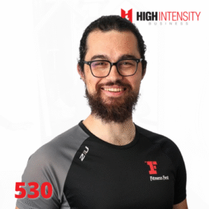 A profile photo of Jeremy Amin with a white background with the High Intensity Business podcast logo on the top-right and the episode number (530) on the bottom-left.
