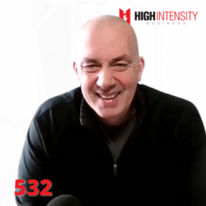 A profile photo of Pete Cerqua with a white background with the High Intensity Business podcast logo on the top-right and the episode number (532) on the bottom-left.
