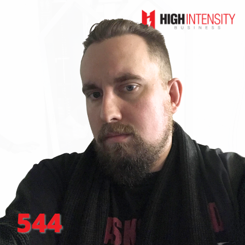 A profile photo of Anthony "Tony" Sandbothe with a white background with the High Intensity Business podcast logo on the top-right and the episode code (543) on the bottom-left.