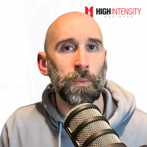 A profile photo of Lawrence Neal with a white background with the High Intensity Business podcast logo on the top-right.