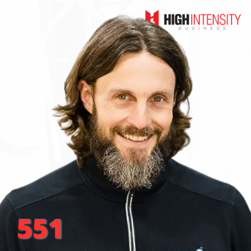 A profile photo of Skyler Tanner with a white background with the High Intensity Business podcast logo on the top-right and the episode code (550) on the bottom-left.
