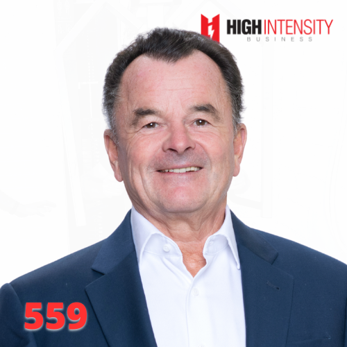 A profile photo of Bernd Sigl with a white background with the High Intensity Business podcast logo on the top-right and the episode code (559) on the bottom-left.