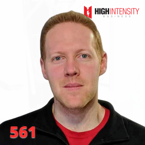 A profile photo of Mike Petrella with a white background with the High Intensity Business podcast logo on the top-right and the episode code (561) on the bottom-left.
