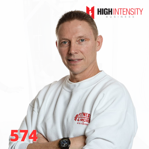 A profile photo of Steve McKinney with a white background with the High Intensity Business podcast logo on the top-right and the episode code (574) on the bottom-left.